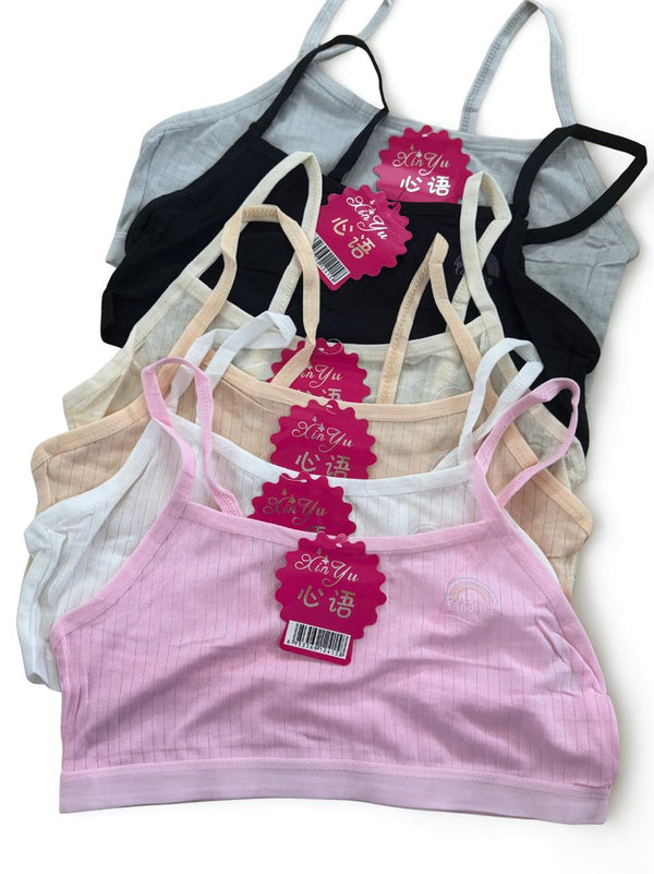Pack of 4 Teen Girls Cotton Training Bras – Soft Beginner Bra Free Size for Teens & Young Girls