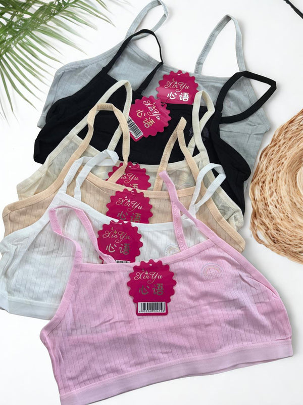 Pack of 4 Teen Girls Cotton Training Bras – Soft Beginner Bra Free Size for Teens & Young Girls