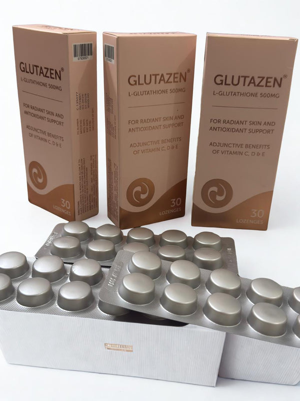 Glutazen L-Glutathione 500mg Lozenges – Skin Brightening & Antioxidant Support (30 Tablets)