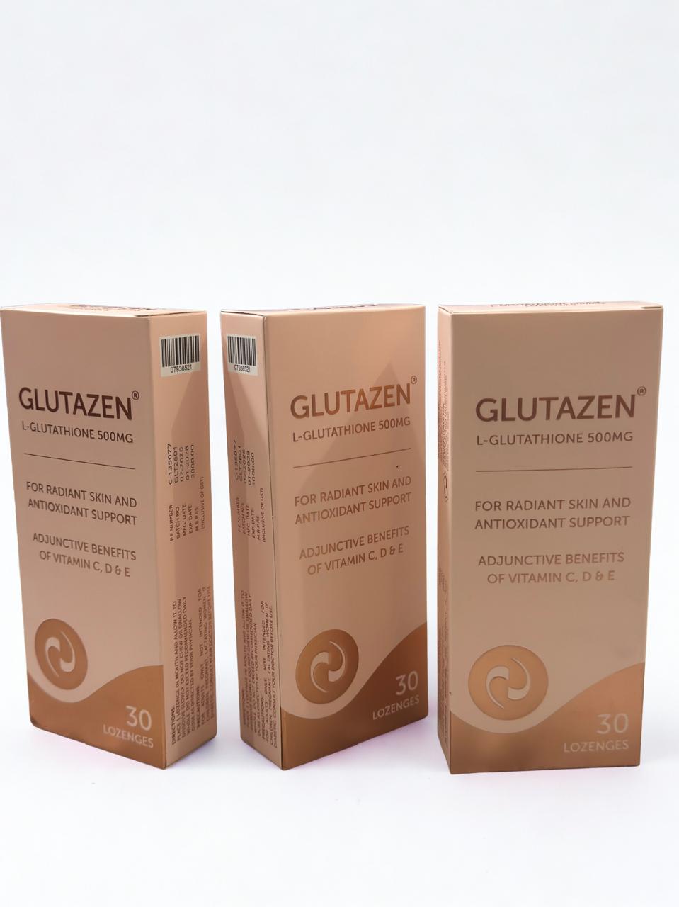 Glutazen L-Glutathione 500mg Lozenges – Skin Brightening & Antioxidant Support (30 Tablets)