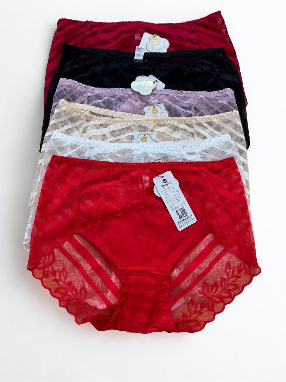 Pack of 3 Lace Panties for Women – Soft Breathable Mid Waist Underwear (Free Size M–L)