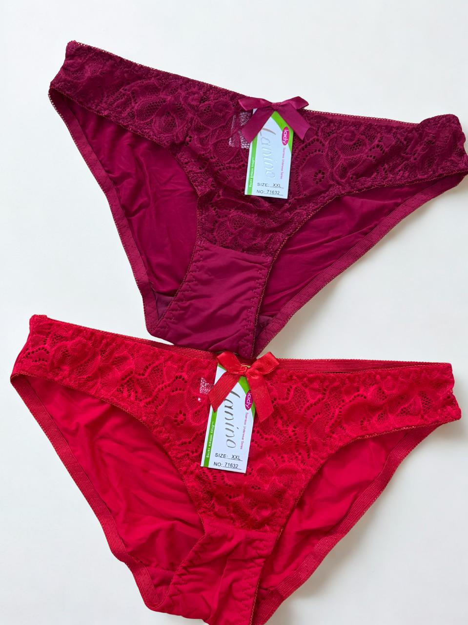 Pack of 2 Red & Maroon Lace Panties – Soft Comfortable Stylish Underwear (Free Size S–L)