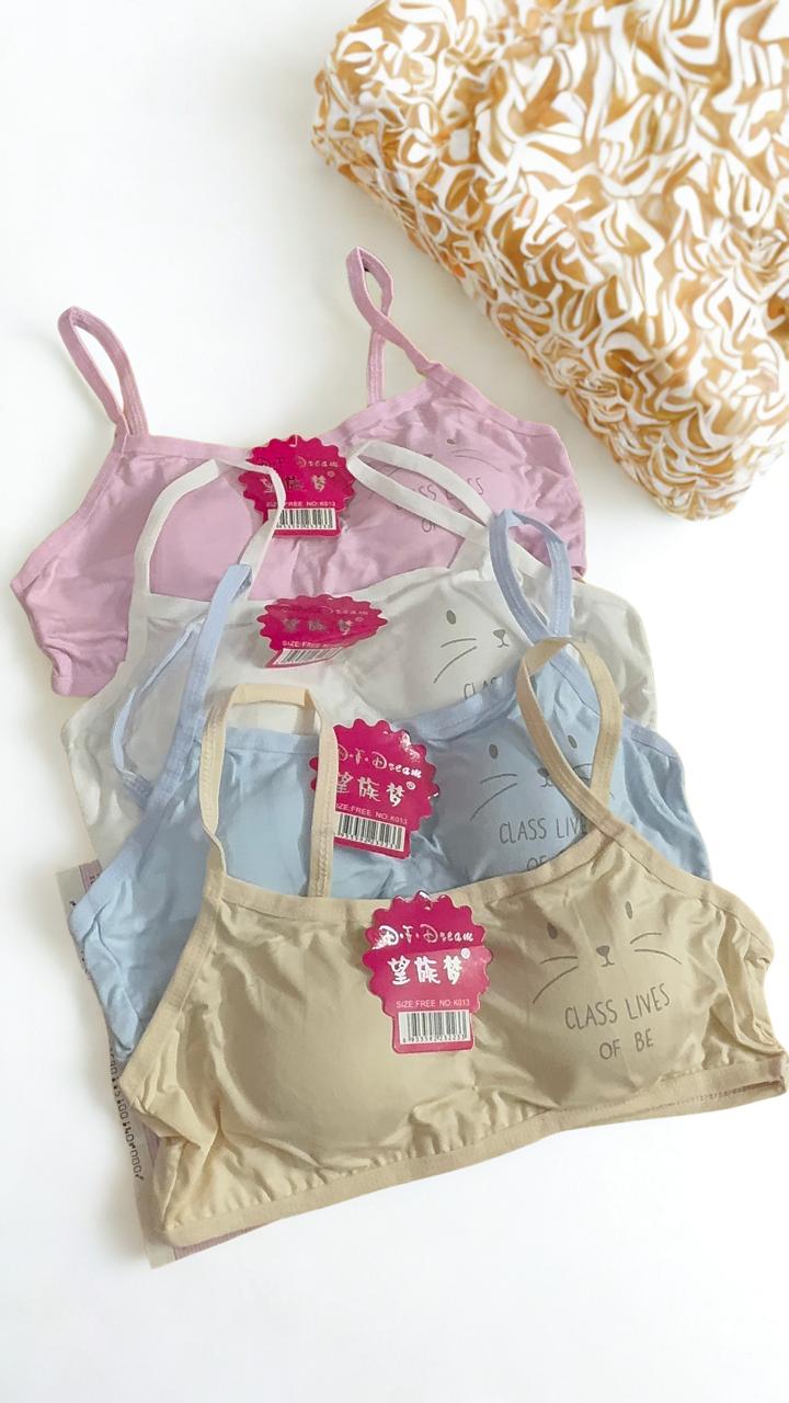 Pack of 4 Girls Training Bras with Removable Pads | Free Size | Soft Cotton Stretch | Random Colors
