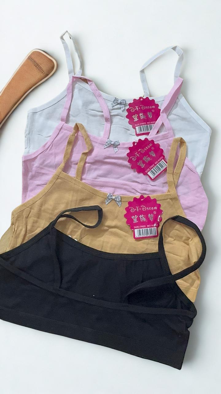 Pack of 4 Cotton Training Bras for Girls | Non-Padded | Free Size | Soft Stretch | Random Colors