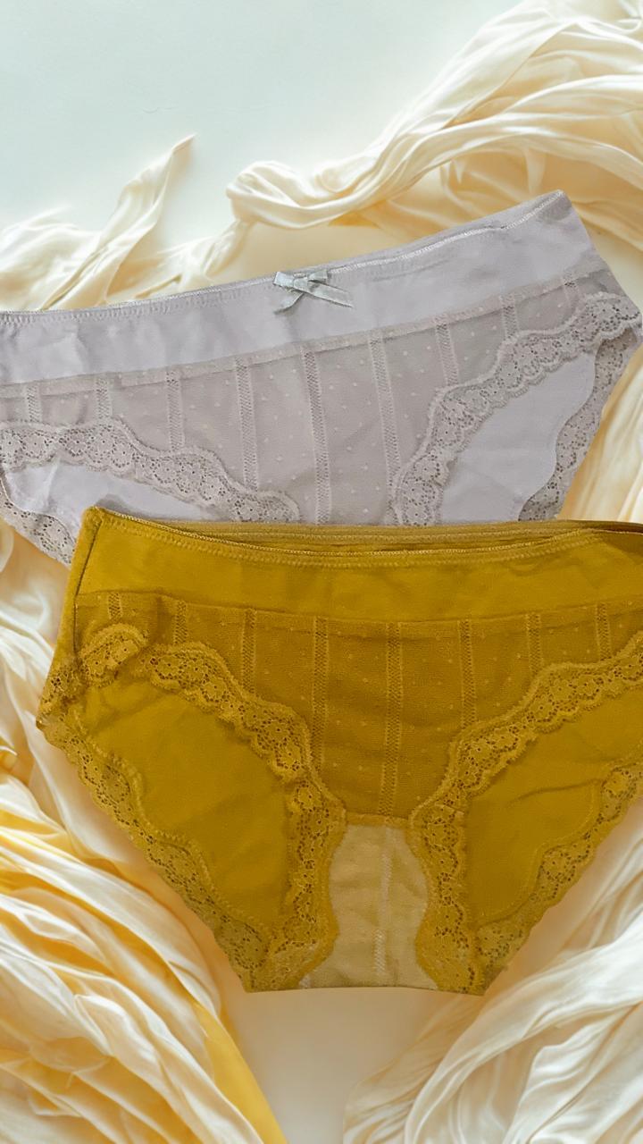 Pack of 2 Women's Soft Lace Cotton Panties – Free Size | Best Fit Small, Medium & Large | Random Colors