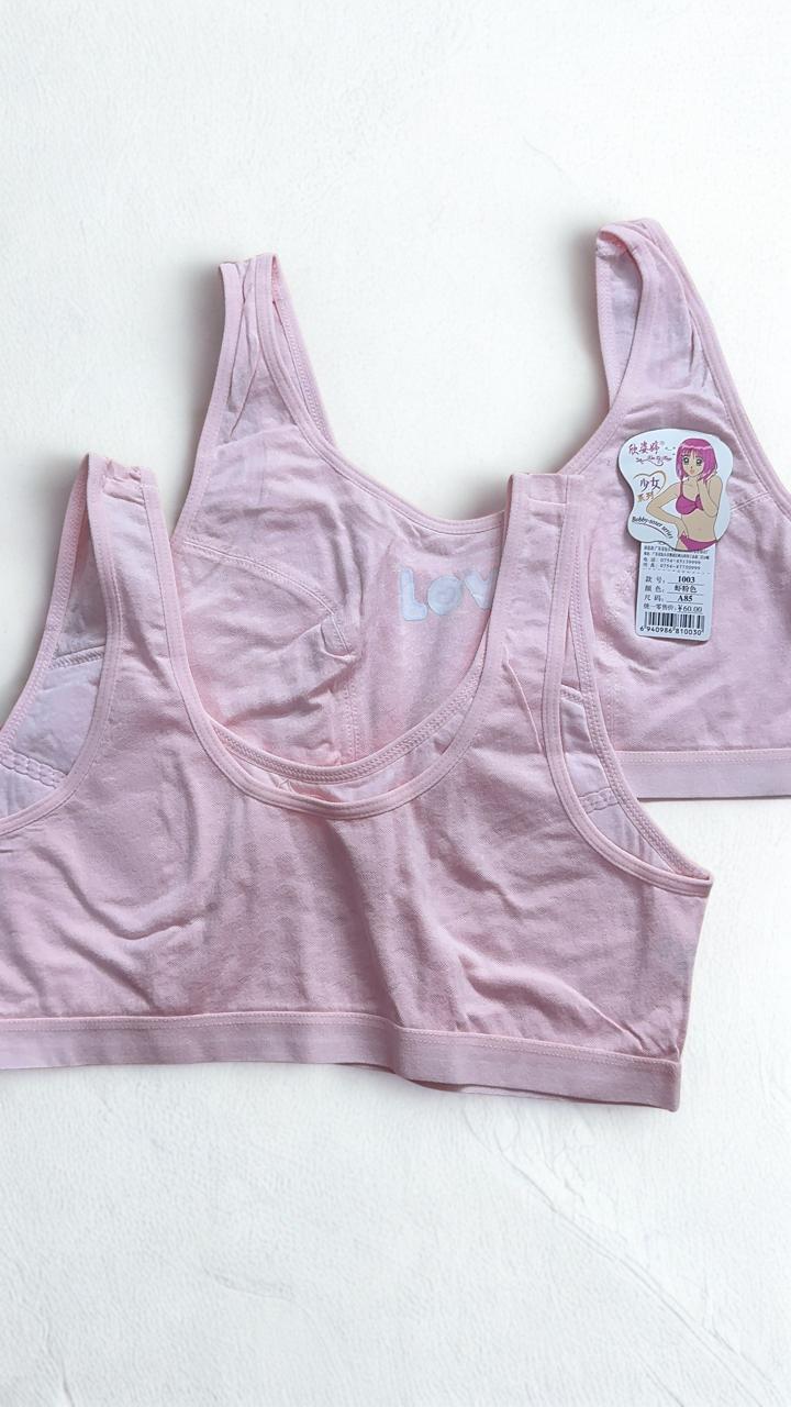 Silken Pack of 2 Teenage Girls Cotton Light Padded Training Bras | Soft Beginner Bras | Pink