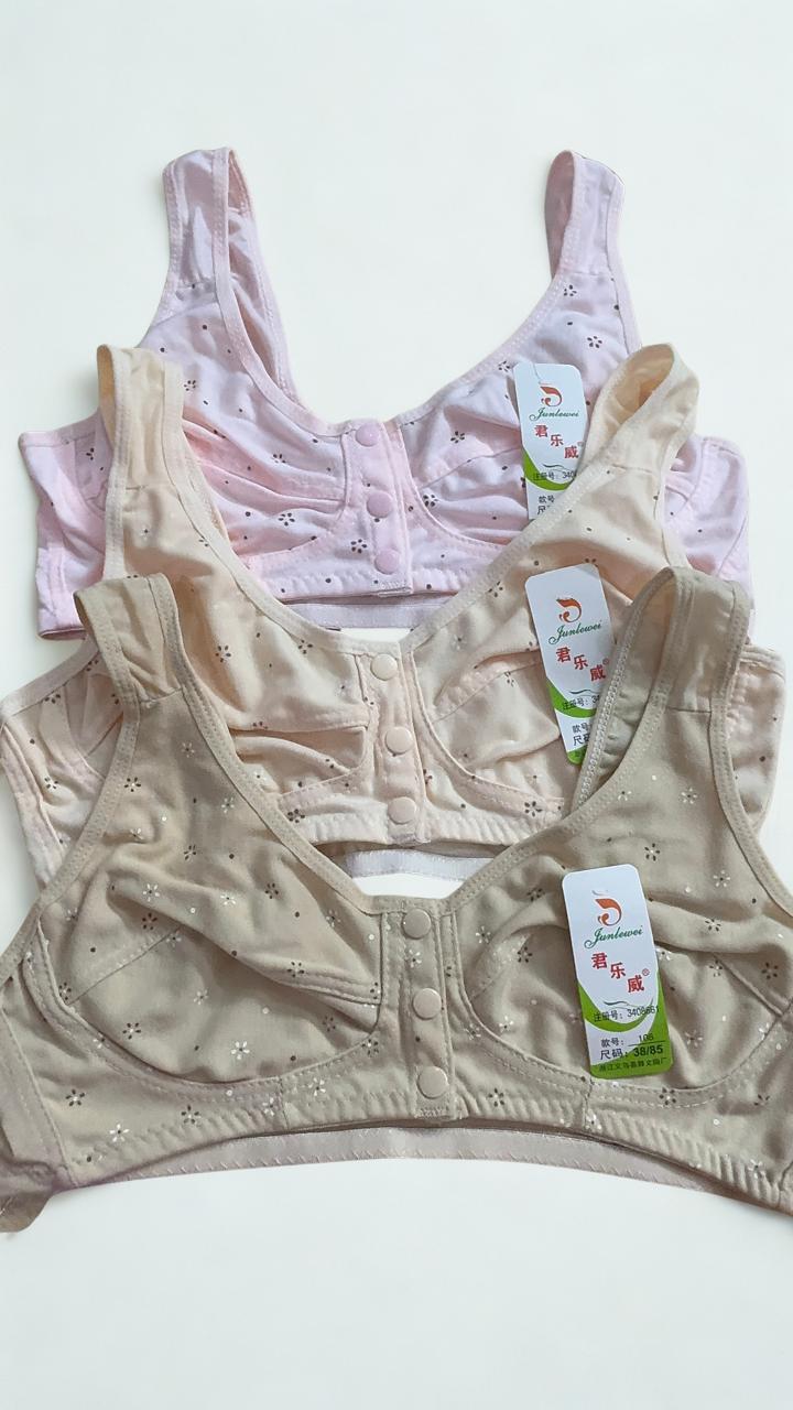 Front Open Button Cotton Bra for Women | Wireless Non-Padded Bra | Size 34-42 | Silken Pakistan