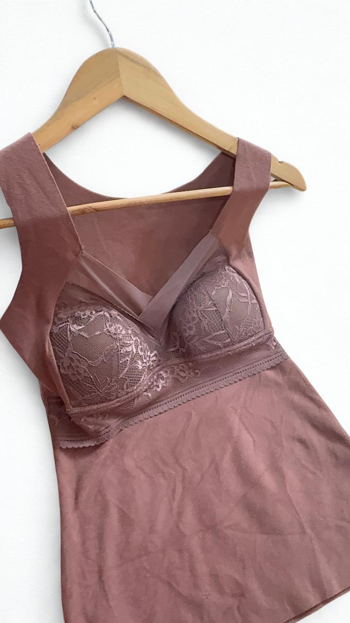 Silken Women's Stretch Jersey Camisole with Built-In Light Padded Bra | Free Size | Multi Colors