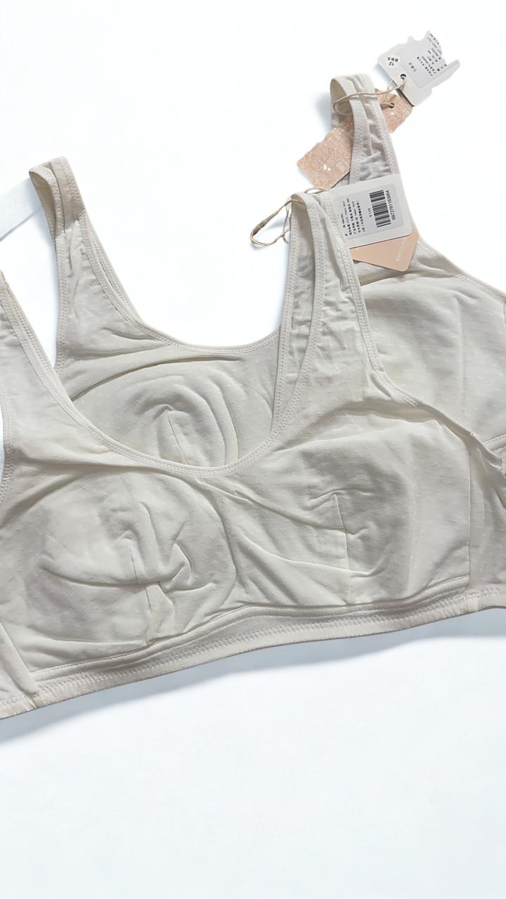 Silken Pack of 2 Teen Girls Light Padded Cotton Training Bras – Beginner Wireless Bras – Off White – Soft Comfort Bra