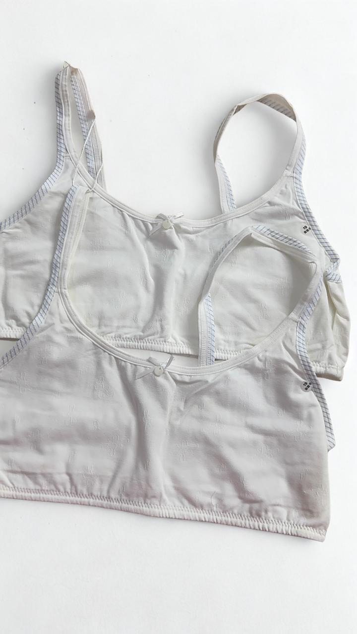 Pack of 2 Girls Lightly Padded Training Bras – Soft Cotton Wireless Beginner Bras for Teens