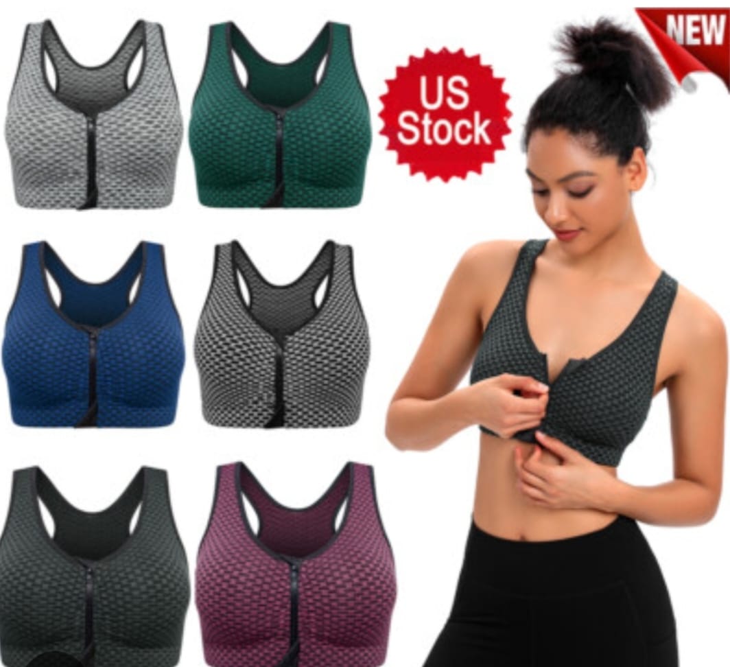 Silken Women's Front Zip Sports Bra | Wireless Breathable Active Support Bra | Medium, Large & XL