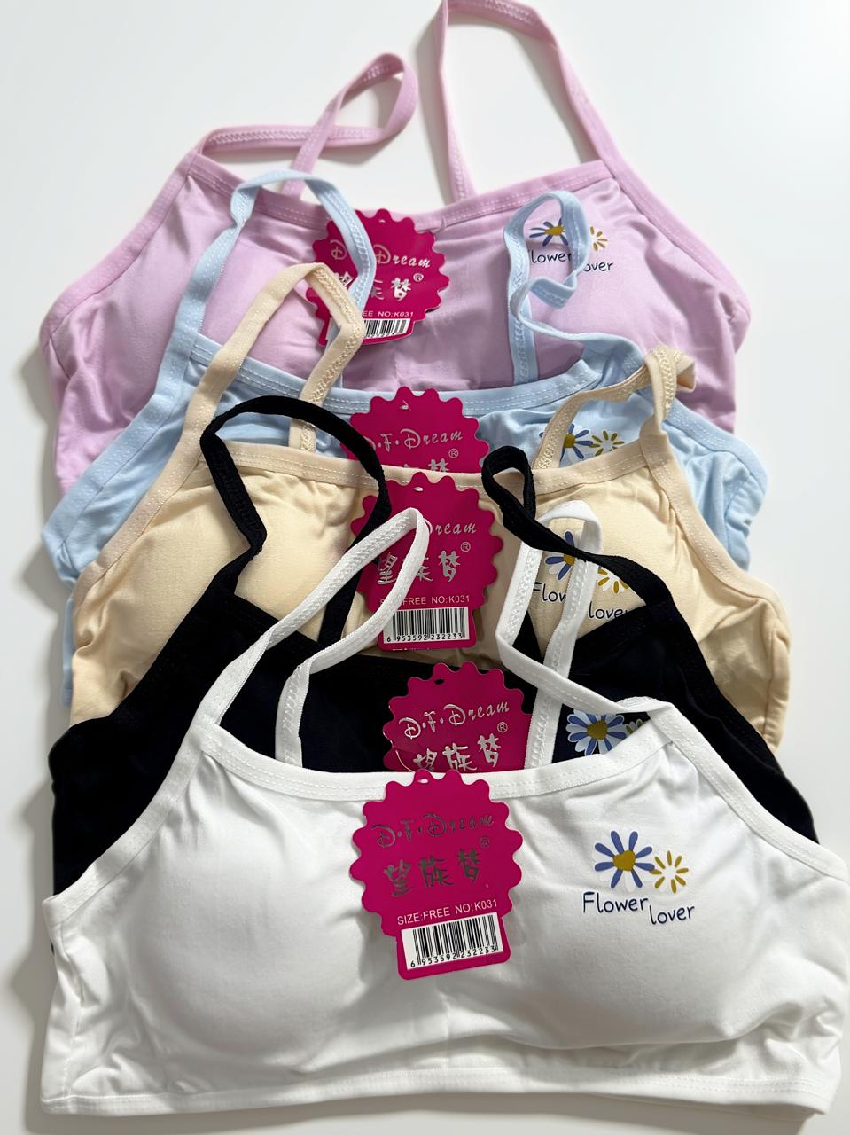 Pack of 2 & 4 Girls Training Bras with Removable Pads | Free Size | Soft Cotton Stretch | Random Colors