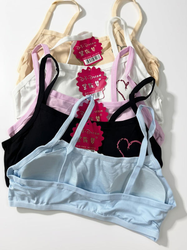 Teen Girls Soft Comfort Training Bras – Heart Print | Pack of 2 & 4 | Free Size 28–34