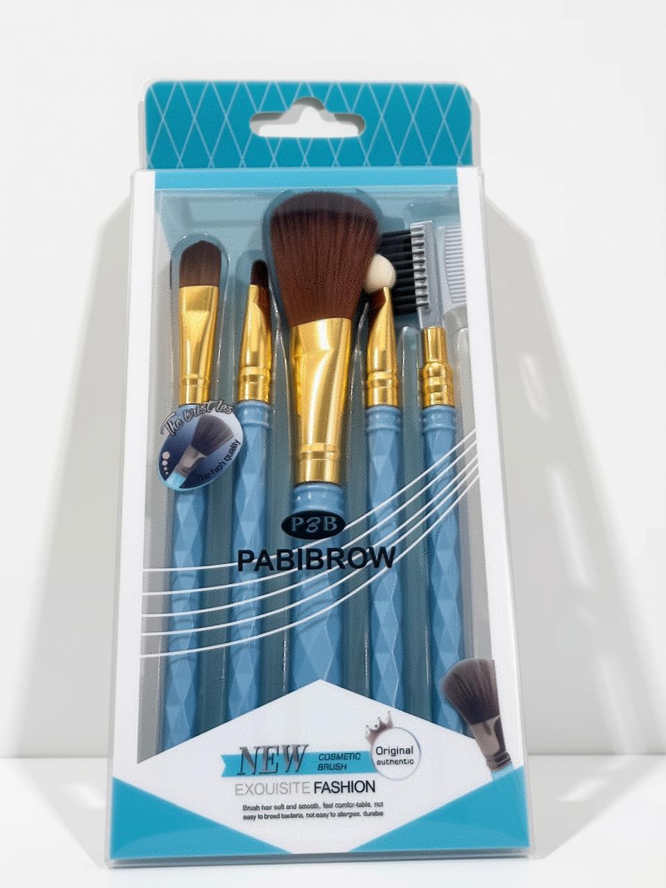 5-Piece Makeup Brush Set for Women – Pink & Blue