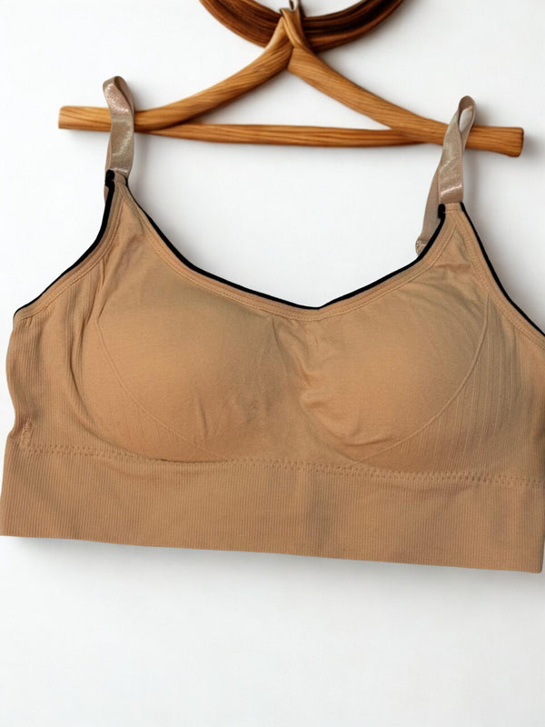 Wireless V-Neck Bralette Cami Bra – Strapless Comfort Tank Top Bra for Women & Girls