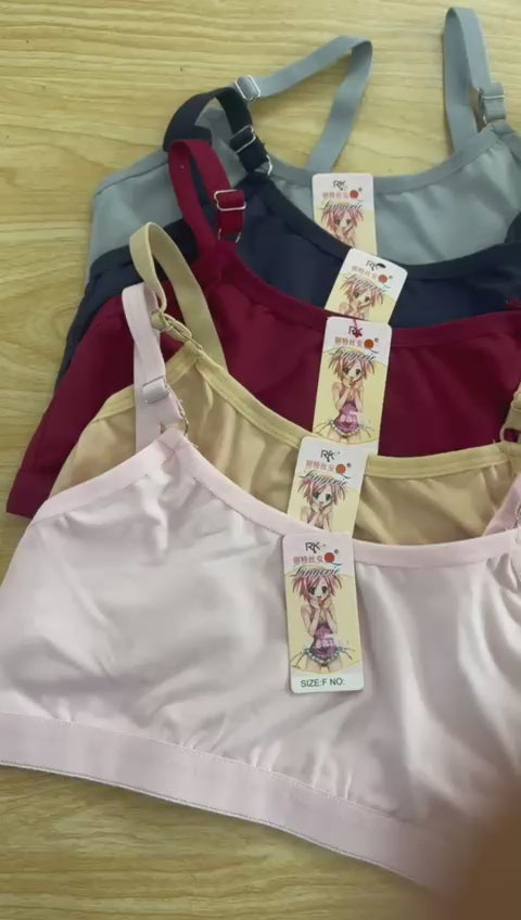 Pack of 2 Teen Girls Adjustable Strap Training Bra – Soft Cotton Beginner Bra (Random Colors)