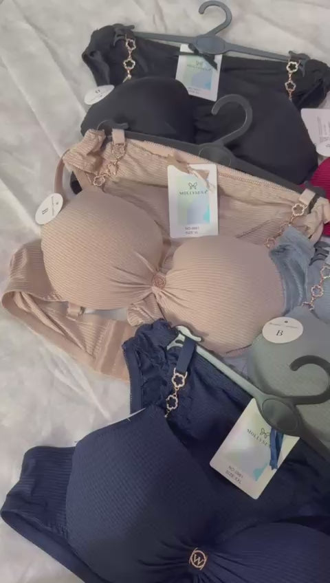 Stone Strap Push Up Bra with Matching Panty Set – Cup B, Size 36-42