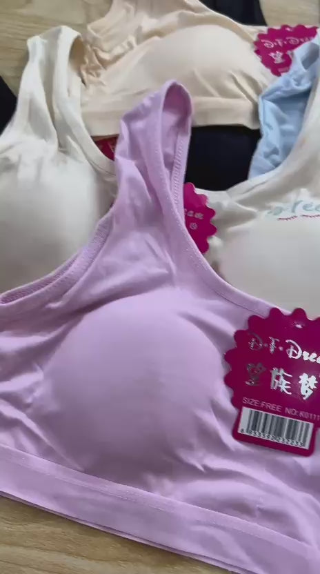 Pack of 4 Teen Girls Training Bras – Soft Padded Stretch Cotton Beginner Bras for Teens & Young Girls