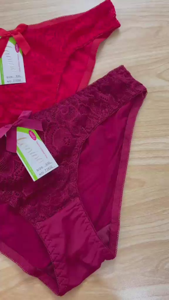 Pack of 2 Red & Maroon Lace Panties – Soft Comfortable Stylish Underwear (Free Size S–L)