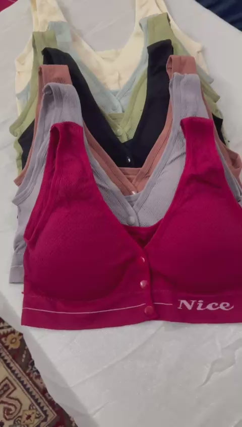 Front-Open Button Bra – Free Size Multi-Color Cotton Bra | Silken Intimate Fashion