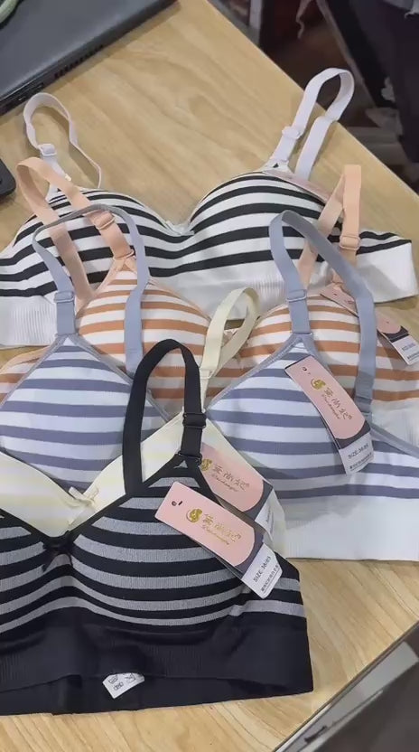 Striped Seamless Wire-Free Comfort Bra | Soft Stretch Everyday Bra for Women