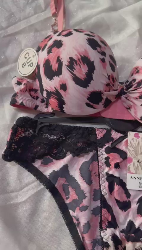 Luxury Leopard Print Padded Bra & Panty Set – Women’s Lingerie (36-42B)